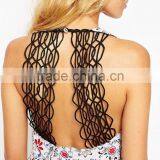 2015 Fashionable Hot Sale OEM Customized Lattice Back Woodblock Print Beach Romper thumbnail-3