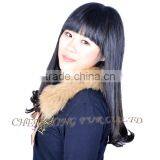 Collar-R6 Winter Morden Ladies Satin Lace Genuine Raccoon Banded Fur Collar thumbnail-5