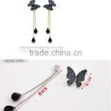 South Korean Butterfly Design Earrings for Girls,long Tassels Crystal Stud Earring thumbnail-2