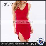 MGOO China Made Custom Logo OEM/ODM Wholesale Sexy Deep V Mini Party Dress Red Slit Prom Dress for Women #24206104 thumbnail-2