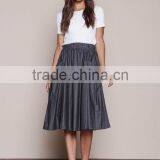 MGOO Elegant Hot Sale Black Midi Skirt With Pockets Fashion OEM African Skirts Chambray Flare Dress thumbnail-6