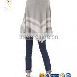 Strips and Tassel Knitted Cashmere Poncho Shawl thumbnail-4