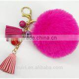 2017 New Arrival Popular Rex Rabbit Fur Pompom Keychain With Tassel Fur Ball Keychain 110A thumbnail-1