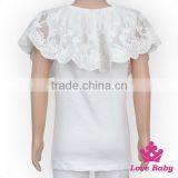 Fashion Children Summer Clothes Plain White Flutter Sleeve Cape Design Baby Girl Lace Puffy Tops thumbnail-4