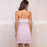 Falbala Ruffle Frill Mini Slip With Adjustable Strap Lady's Short Wrap Dress thumbnail-3