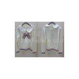 Girls Cotton Collar Kids Holiday Sweaters With Red Bow Peter Pan for Autumn / Winter thumbnail-1