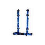 Durable Blue Nylon Racing Safety Belts With Retractor , Four Point Seat Belt