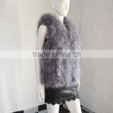 SJ007-01 Top Quality 2017 Fashion Apricot Turkey Feather Vest thumbnail-4