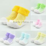 solid knitting stripe pattern cotton baby shoes