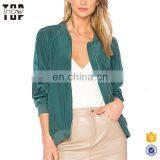 Oem 2017 Ribbed Trim Jacket Bomber Jacket Women Jackets for Women thumbnail-1