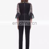 High Quality Long Sleeve 2 Layer Lace Beautiful White Flower Hollow Office Daily Dress thumbnail-2
