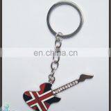 Best supplier shiny silver chains guitar keychain bottle opener