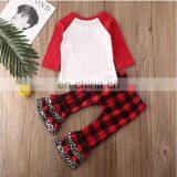 Baby Girl Ruffle Clothing Set Cow Christmas Tree Print Kids Girl Boutique Outfit Icing Ruffle Sleeve T-shirt 2pcs thumbnail-5