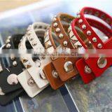 New Style Broader Real Leather Steampunk Decorative Studs Rivet Men Bracelets for Couples thumbnail-3