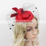 Hot Sale!!!Fashion Ladies Design Veiling And Red Wool Felt Hat thumbnail-2