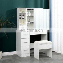Modern Wooden Dressing Table With Sliding Mirror Drawer Storage Makeup Desk Unit
