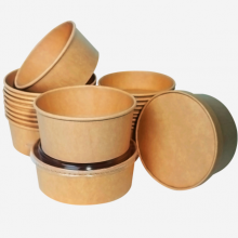 Customizable Logo Disposable Kraft Paper Bowl Large Capacity Paper Bowl Recyclable thumbnail-3