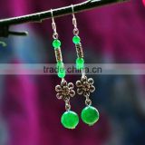 Vintage Silver Green Agate Earrings Wholesale