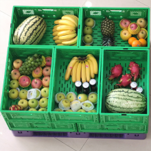 FIRST Wholesale Folding Plastic Fruit Crate Vegetable Crates Plastic Heavy Duty Stackable Storage Moving Box thumbnail-1