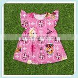 Latest Style Frozen Elsa Print Girls Summer Dresses Flutter Sleeve Dress for Baby Girl Childrens Boutique Clothing Dress thumbnail-2