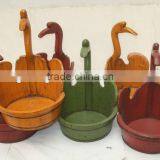 Chinese Antique Colorful Wooden Decorative Barrels thumbnail-1