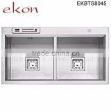 Above Counter Double Bowls Handmade Stainless Steel Industrial Sinks thumbnail-4