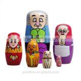 6PCS Wooden Russian Hand Painted Nesting Dolls Babushka Matryoshka Gift Ethnic Doll The Enormous Turnip Theme thumbnail-2