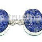 Lapis Druzy Oval 925 Sterling Silver Bracelet, Designer Druzy Semi Precious Bracelet, 925 Sterling Silver Designer Jewelry thumbnail-1