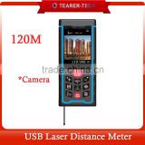 2016 Color display Rechargeable 120m Laser distance meter Rangefinder Tape with Bubble Level measure Area/Volume Tool