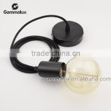 Black/E27/Colorful Round Cord /Metal Ceiling Rose/Iron Lamp Cup