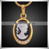 Beauty Head PMMA Pendant 18k Gold Plated Europe Style Round Pendant thumbnail-1