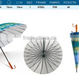 16 ribs multi color umbrella blue clear Plastic straight umbrella transparent