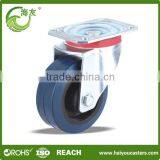 low rolling resistance medium duty fixed elastic rubber caster , elastic rubber castor , Caster wheel