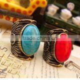 Turquoise Stone Rings Vintage Rings for Women&Men Antique Silver Ring Unisex Personality Oval Turquoise Finger Anillos IR122 thumbnail-3