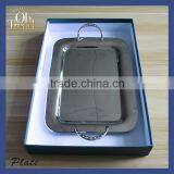 Charming Vintage Style Hotel Food Safety Rectangle Baking Tray Tea Tray Steel Plate With Gold Handle thumbnail-6