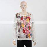 F5W13065 Premium Flower Pattern Print Pullover Women Hot Selling Sweatshirt