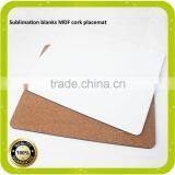 China Manufacturer 19x23cm Rectangular Sublimation Mdf Cork Placemat