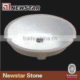 Rectangle Bathroom Undermount Ceramic Sink With Overflow Hole thumbnail-2