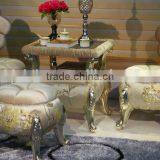 BISINI Fancy Flower Shaped Solid Wood With Fabric Chair, Neoclassic Style Living Room Tea Table and Chair Set (BF01-X1198) thumbnail-3