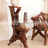 Southeast Asia Style Root Carved Plant Stand, Environmental Protective Wooden Flower Shelf, Double Layer Planter (BF01-X1165) thumbnail-2