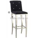 Black Fabric Modern Style High Bar Chairs With Metal Legs