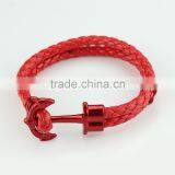 Fashion Jewelry Hot Sale Wax Rope Multilayer Leather Men Anchor Bracelets thumbnail-1