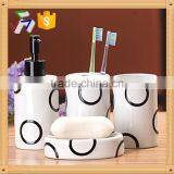 Ceramic Bathroom Set White With Round Circle Pattern thumbnail-1