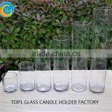 Clear Tall Cylinder Glass Candle Holder thumbnail-3