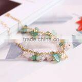 Raw Stone Charms Gold Chain Bracelet Crushed Stone Bracelet thumbnail-5