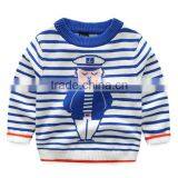 Wholesale Boys Blue White Striped Knitted Sweaters With Jacquard Patterns thumbnail-1