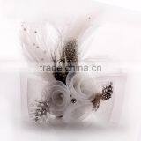 Satin Silk Fabric Flower Feather Brooch Wedding Party Favor Bridal Jewelry New Design Suit Brooch Customized Costume Jewelry thumbnail-4
