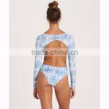 All Day Surf Lady Bodysuit Customizable Long Sleeves Deep V Neckline Swimsuit One Piece Rashguard 4 Way Stretchy Swimwear thumbnail-6