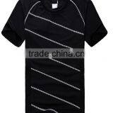 100% Polyester White Wholesale Striped Men Blank t Shirt thumbnail-2