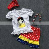 2016 Spring/Summer Outftis Hot Sell Fashion Sleeveless Shirt Baby Girls Red Dot Short With Matching Necklace and Headband thumbnail-1